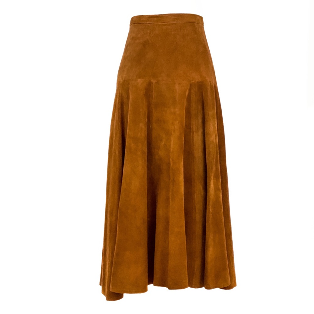 Renaissance Caramel Suede Midi Skirt